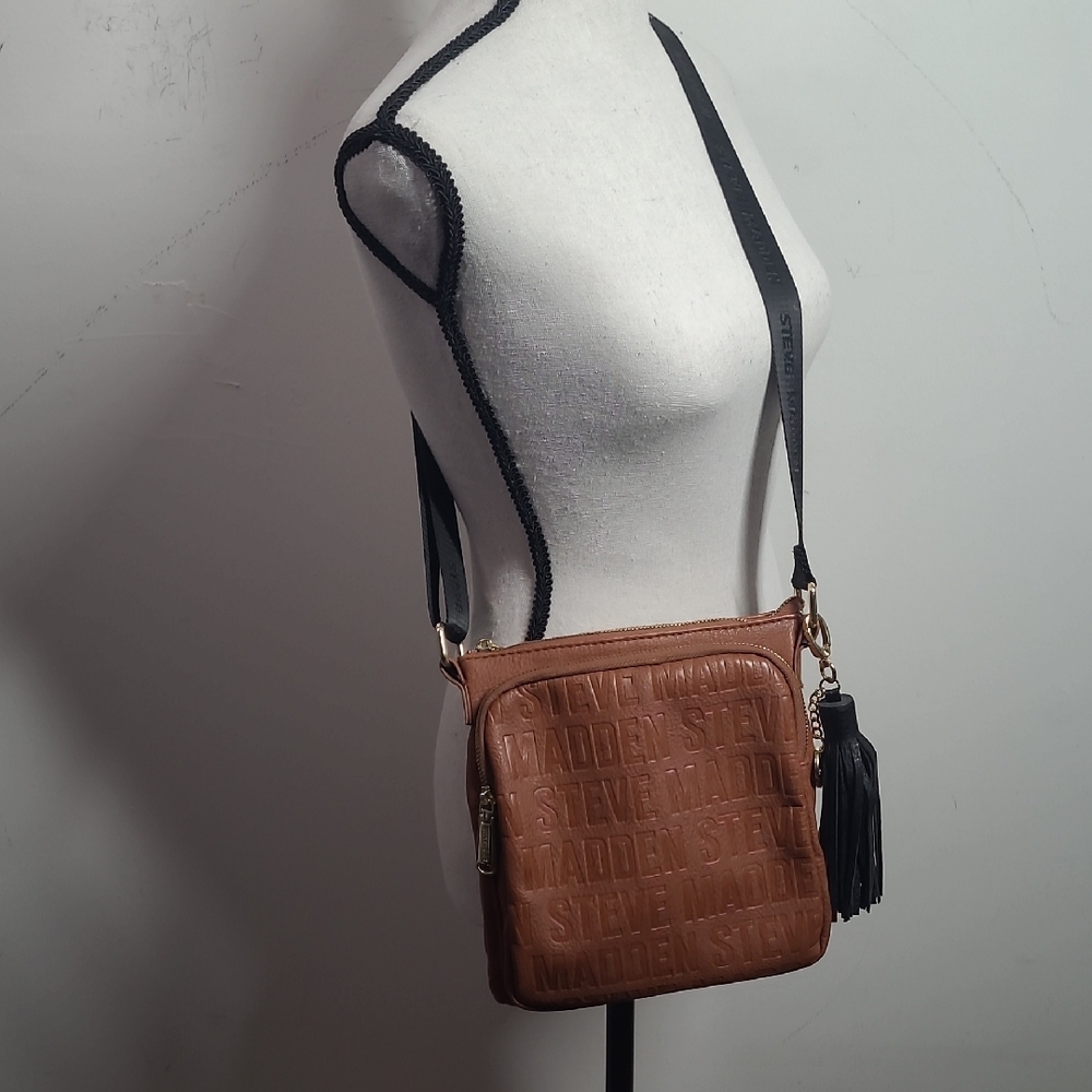 Steve Madden Brown Textured Leather Crossbody Bag
